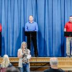 Laura Knowlton/staff photos
An Okanogan County Sheriffs Candidate Forum was hosted at Tonasket High School on Monday, July 18 by by Turning Point USA The Highlands Activism HUB and held at the Tonasket High School commons on Monday, July18. Candidates who were on hand to answer questions were, l-r, Pual Budrow, Tony Hawley and Kevin Newport.