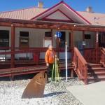 Angela Larson/staff photos
Patrick Miller with the U.S. Geological Survey next to the flagpole at the Oroville Depot Museum. Miller said the flood of 1894 reached a level of 927 feet of elevation, or 18 feet above the regular water level of 909 feet today.