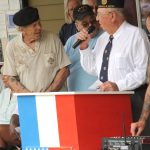 Louie Wilson with the Oroville American Legion Post #84 speaks with Mike Stewart, a Vietnam-era veteran. Wilson was one of the people credited with helping to get Highway 20 renamed as the Vietnam Veterans Memorial Highway.