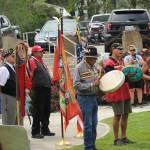 The Confederated Tribes of the Colville Reservation Honor Guard presented the colors and tribal singers and drummers, The Citizens, sung the Honor song, during Saturdays Highway 20 renaming ceremony.