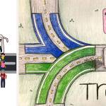 Winning artwork from Okanogan High School student Avery Brown, left, and by Tonasket High School student Corina Timm. Their art features a theme of 18 and uner ride for free.