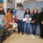 Brent Timm, General Manager of the Okanogan County Transit Authority and Kim Webb visited Tonasket High School to honor the nine students who participated and the winner Corina Timm. Submitted photo