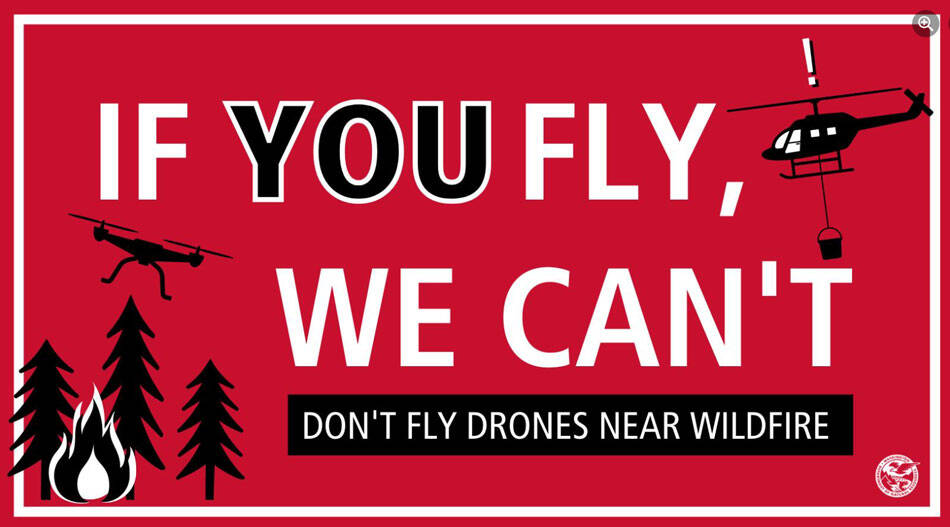 The Washington State Department of Natural Resources is warning people not to fly drones near wildfires. <em>Graphic courtesy of the DNR</em>.