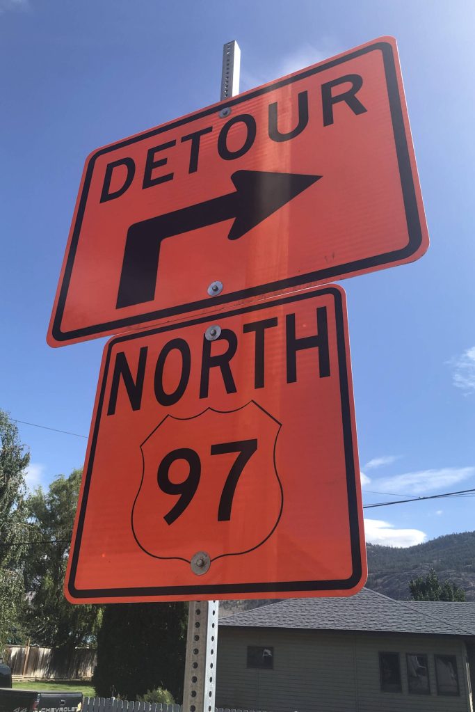 Gary DeVon/staff photo
Signs like this one on the corner of Central and Cherry streets have been popping up in various locations in anticipation of the closure of SR97 while work is done to the highway and to the railroad crossing. The work by the state Department of Transportation was to begin Wednesday. Prior to Wednesday all the signs were turned around backwards so that people would not detour before they needed to.