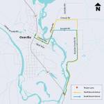 Washington State Department of Transportation Project area and detour routes for repair to Okanogan River Bridge crossing and deck repair. Source: WSDOT