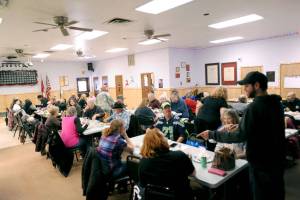 The Oroville Eagles offered a free Thanksgiving dinner on Thursday starting at 1 p.m. By 2 p.m nearly 50 people had shared a meal, not counting those who got meals to go for those who could not make it. And more people were still coming in at that time to partake in the free meal. Below Turkey and all the trimmings were all on offer for a traditional Thanksgivimg dinner.
Gary DeVon/staff photo