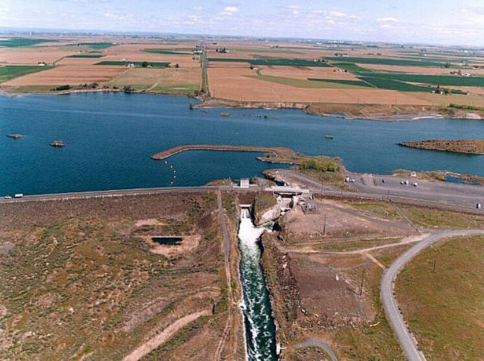 The Potholes East Canal Headworks Project is a small hydroelectric generating facility operating on an irrigation canal south of Moses Lake in central Washington state. The PEC is owned by Columbia Basin Hydropower and operated by Grant County PUD under agreement with a consortium of irrigators.. Photo courtesy of Grant PUD.