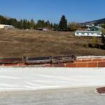 The roof on the Molson Grange Hall and the crumbling parapet. Submitted photos