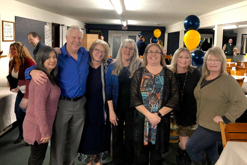 The 2024 Oroville Chamber of Commerce slate of officers was announced at the officer installation and awards banquet on Saturday, Jan. 27 at the Oroville Golf Club. The banquet was also a celebration of the groups first birthday after it was reorganized last year. They are l-r Laura Curdie, secretary; Rocky DeVon, president; Marlene Barker, board member; Peggy Shaw, vice president; Shelly Roberts, treasurer; Angela Larson, volunteer and Traci Neal, board member. Not pictured is board member Jeff Bunnell. Gary DeVon/staff photos