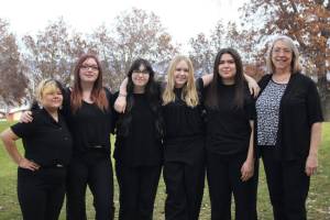 The Oroville Choir team, from left: Amara Hayworth, Anna Quezada, Gracy McNeil, Deana Lohnes, Lydia Thompson, and Choir Director Valerie Coolidge. Bryan Zeski photos