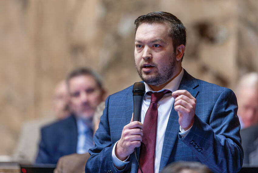 Prime Sponsor of HB2037 Rep. Travis Couture, R-Allyn, speaks on the House floor. Photo courtesy of Washington State House Republicans.