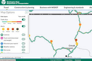 A real-time Travel Map is available from the Washington State Department of Transportation at https://wsdot.com/Travel/Real-time/Map/. Source: WSDOT