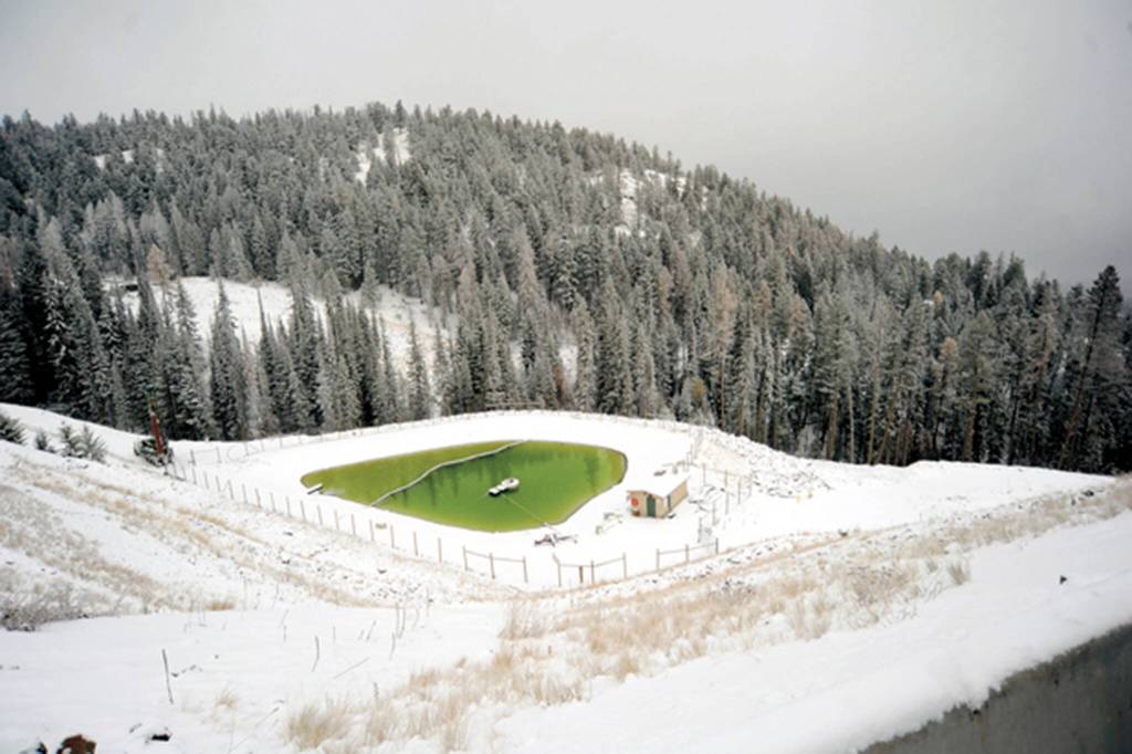 Groundwater and snowmelt in settling pond where water was collected prior to treatment at the Buckhorn Mine near Chesaw. Photo taken during a tour of the mine before it was closed and went into the reclamation phase.
Gary DeVon/staff photos