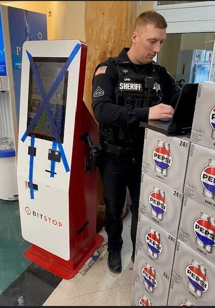 The Okanogan County Sheriffs Office (OCSO) is investigating a case of fraud reported on Jan. 22, involving a community member who was deceived into depositing a large sum of money into a Bitcoin machine. Deputy Orr, leading the investigation, discovered that the victim received a phone call from a man claiming to be Sgt. Johnson of the Okanogan County Sheriffs Office. OCSO photo