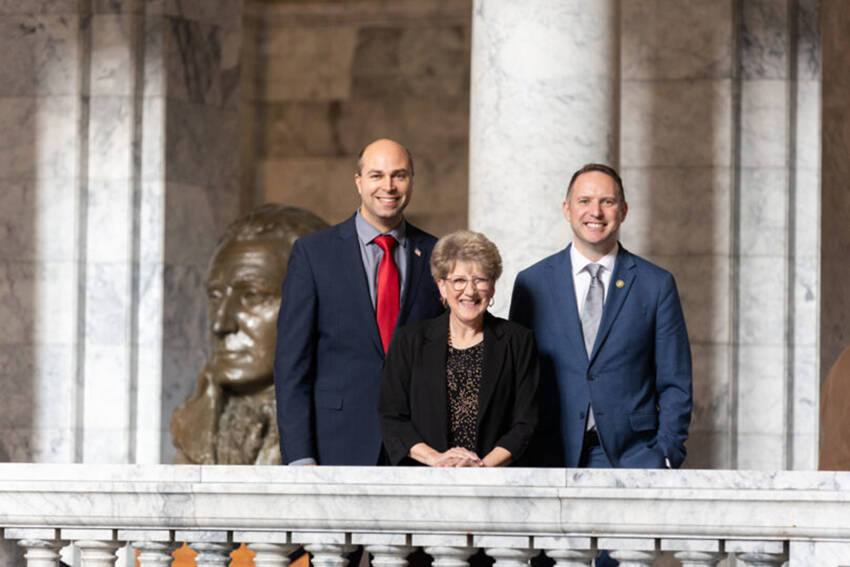 Seventh District Legislative members Senator Shelly Short, Representative Hunter Abell and Representative Andrew Engell at the Capital on Jan. 16, 2025. Legislative Support Services photo
