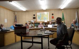 Oroville City Planner Kurt Danison projects the new Comprehensive Parks Plan on the wall and walks the city council through the plan last August. He will be at the next council meeting, March 18, for a public hearing on the new zoning codes and zoning map. Gary De Von/GT file photo