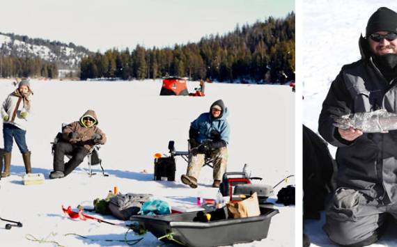 Participants last year at the third annual Bonaparte Lake Ice Fishing Derby participants enjoyed sunny skies and excellent ice conditions. The event drew in 320 anglers, making it the largest ice fishing tournament in Washington. Laura Knowlton/GT file photo